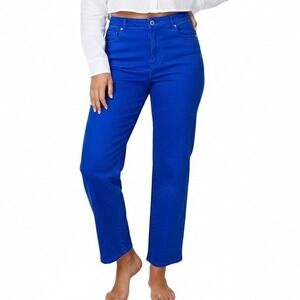 LOFT Cobalt Blue Ankle Straight Pants Denim Jeans 10 30 Bright